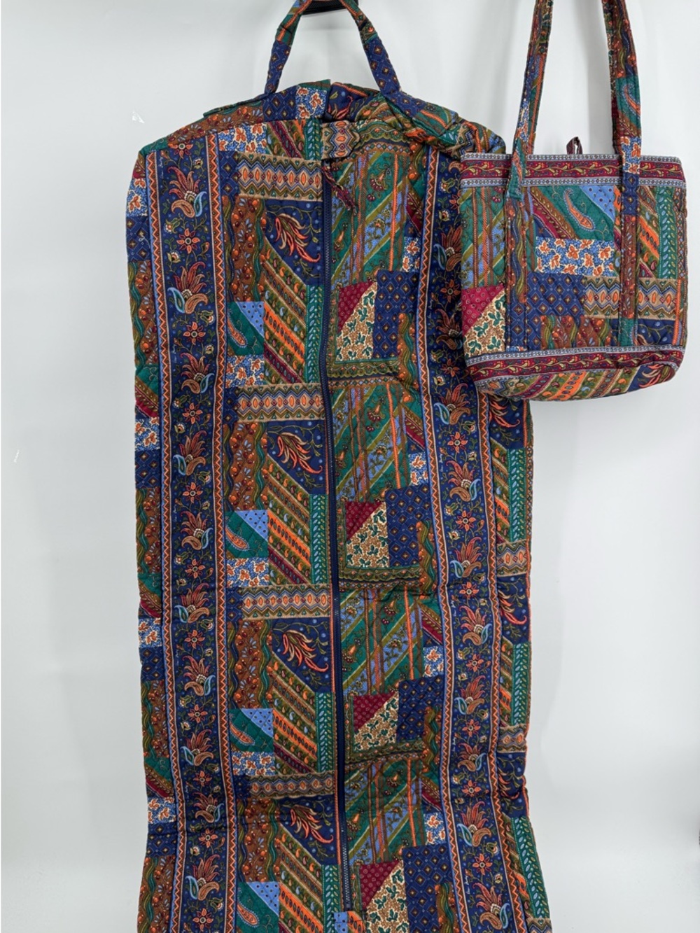Vintage Vera Bradley Quilted Garment Bag with matching Tote patchwork Luggage